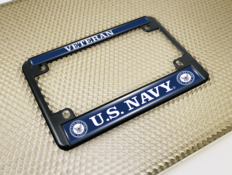 U.S. Navy Veteran - Motorcycle Metal License Plate Frame (wb)